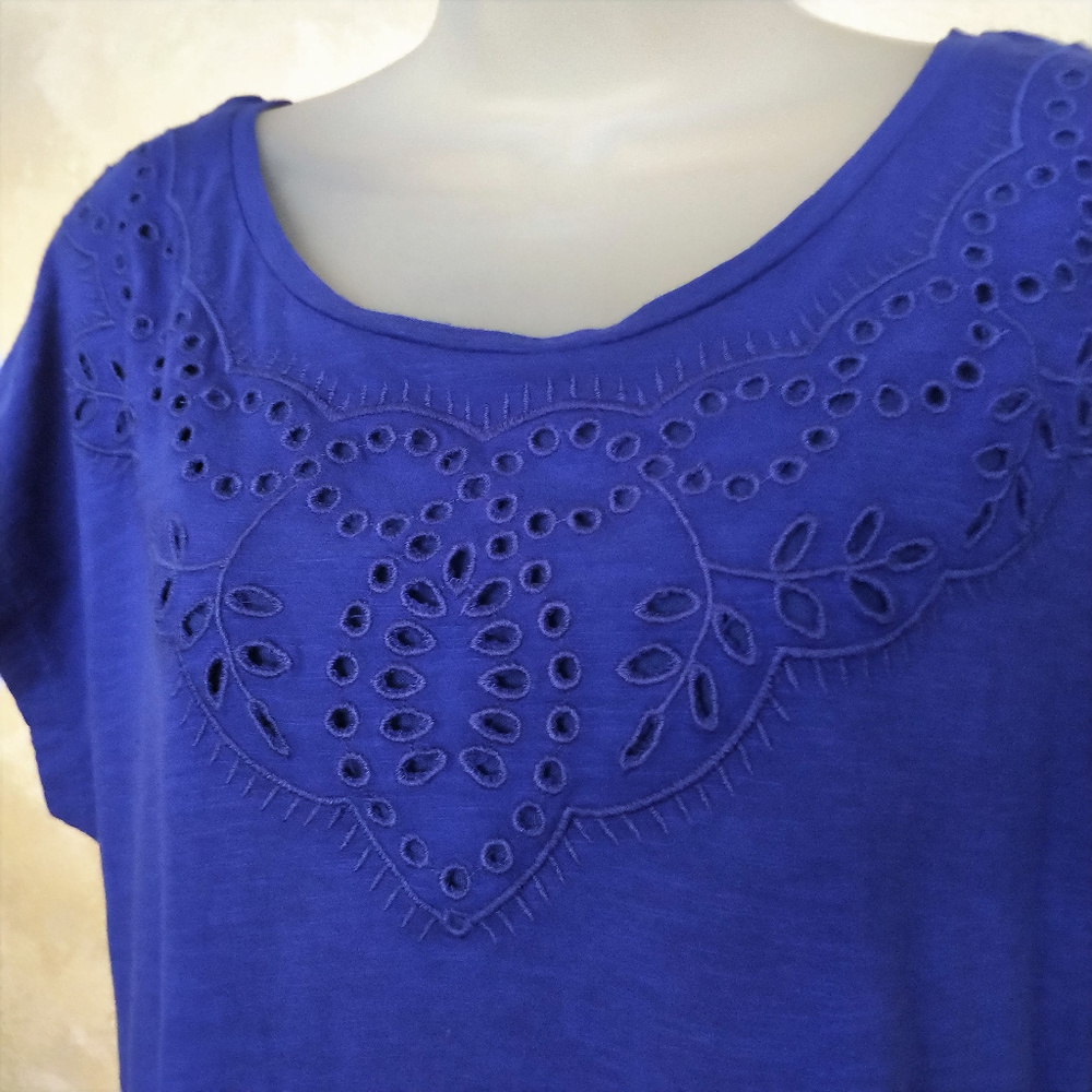 Cotton Eyelet Tunic Top by Intro NWT M - Picture 2 of 5